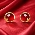Red Agate Stud Earrings | Gold Plated - Miora