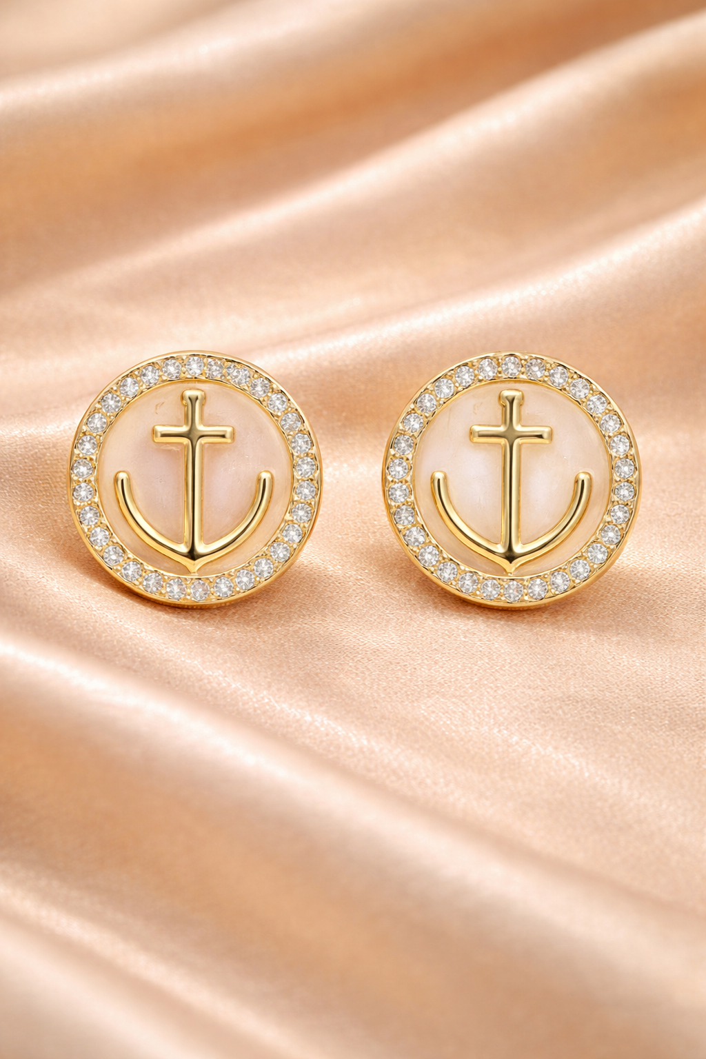 Anchor Stud Earrings | Mother of Pearl