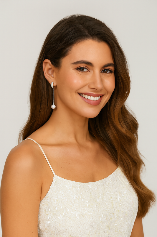 Elegant Pearl Drop Earrings with Crystal Detail