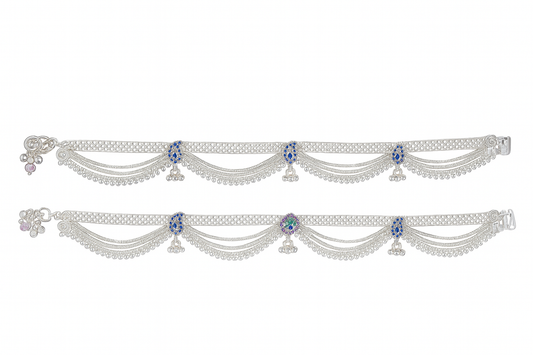 Sterling Silver Royal Peacock Charm Anklets