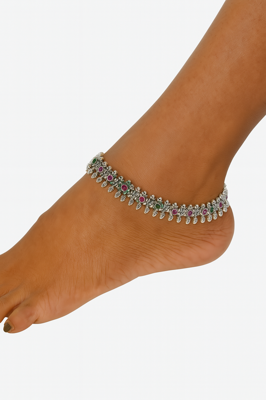 Sterling Silver Temple Style Antique Payal