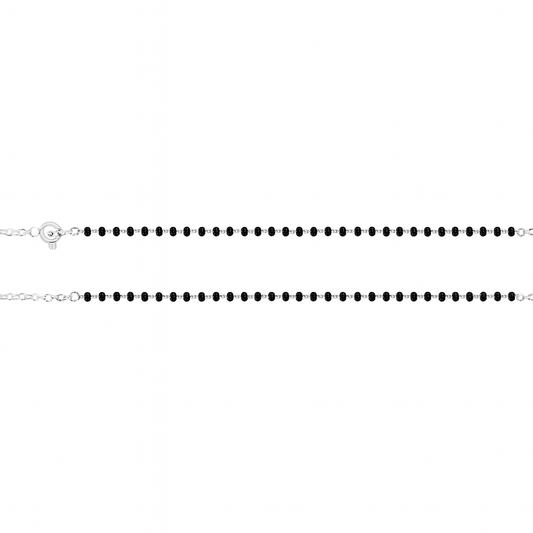 Sterling Silver Minimal Black Beads Mangalsutra Anklets