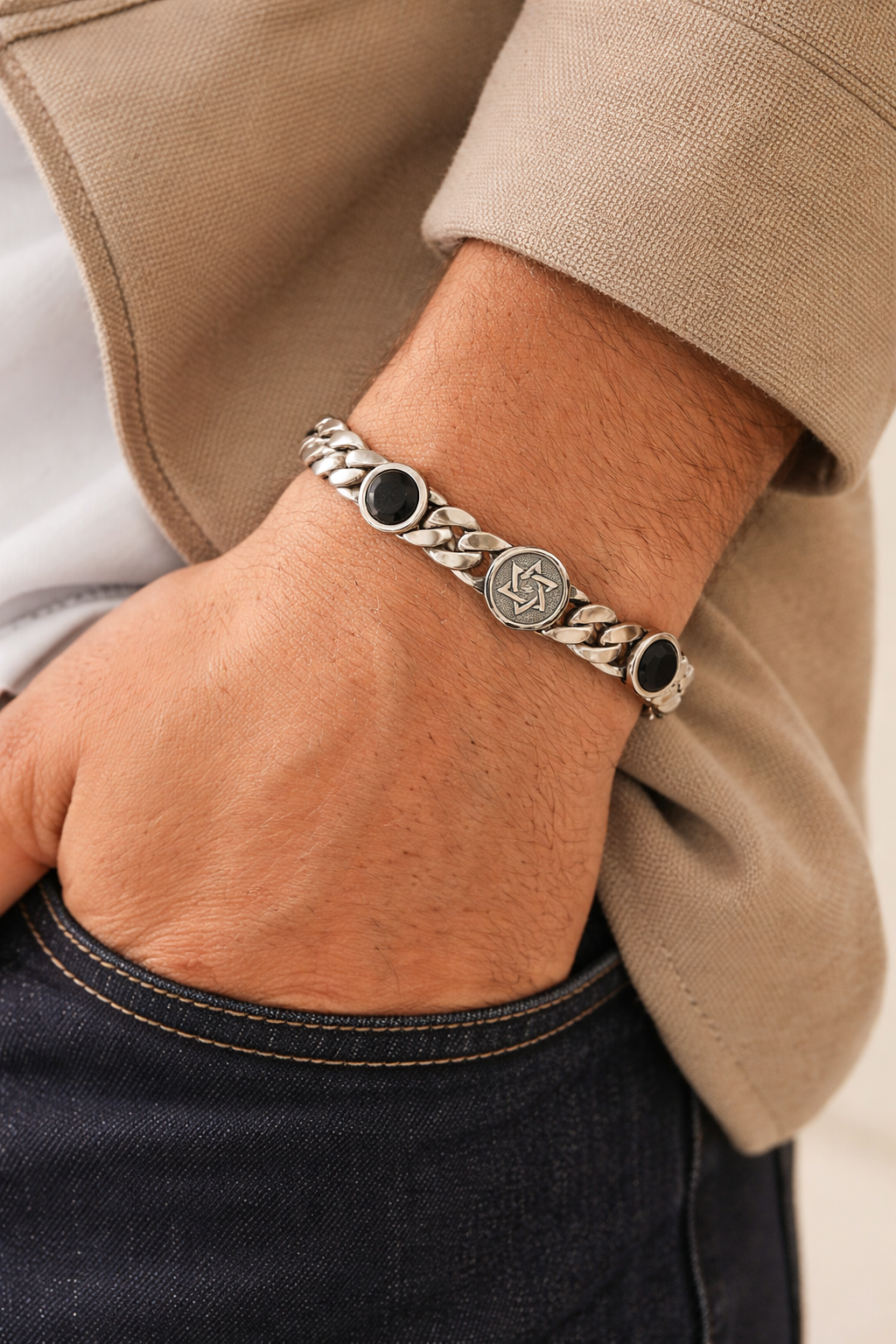 Black Stone Chain Bracelet - Miora
