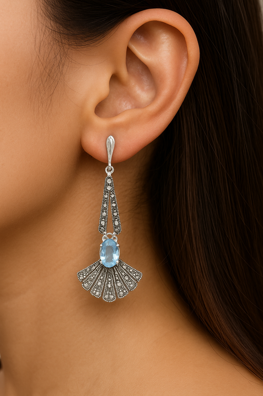 Blue Stone Drop Earrings