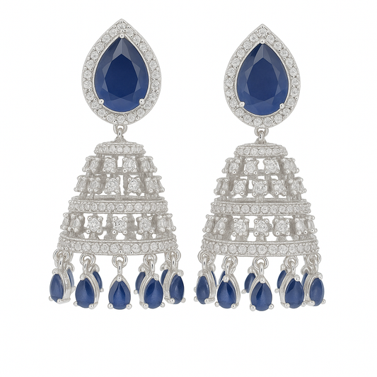 Blue Stone Jhumka Earrings