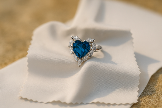 Azure Heart CZ Halo Ring