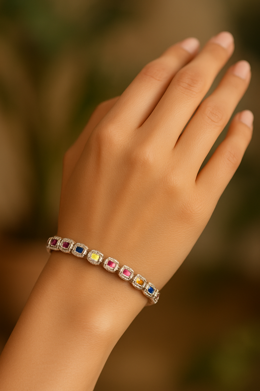 Rainbow Elegance Tennis Bracelet