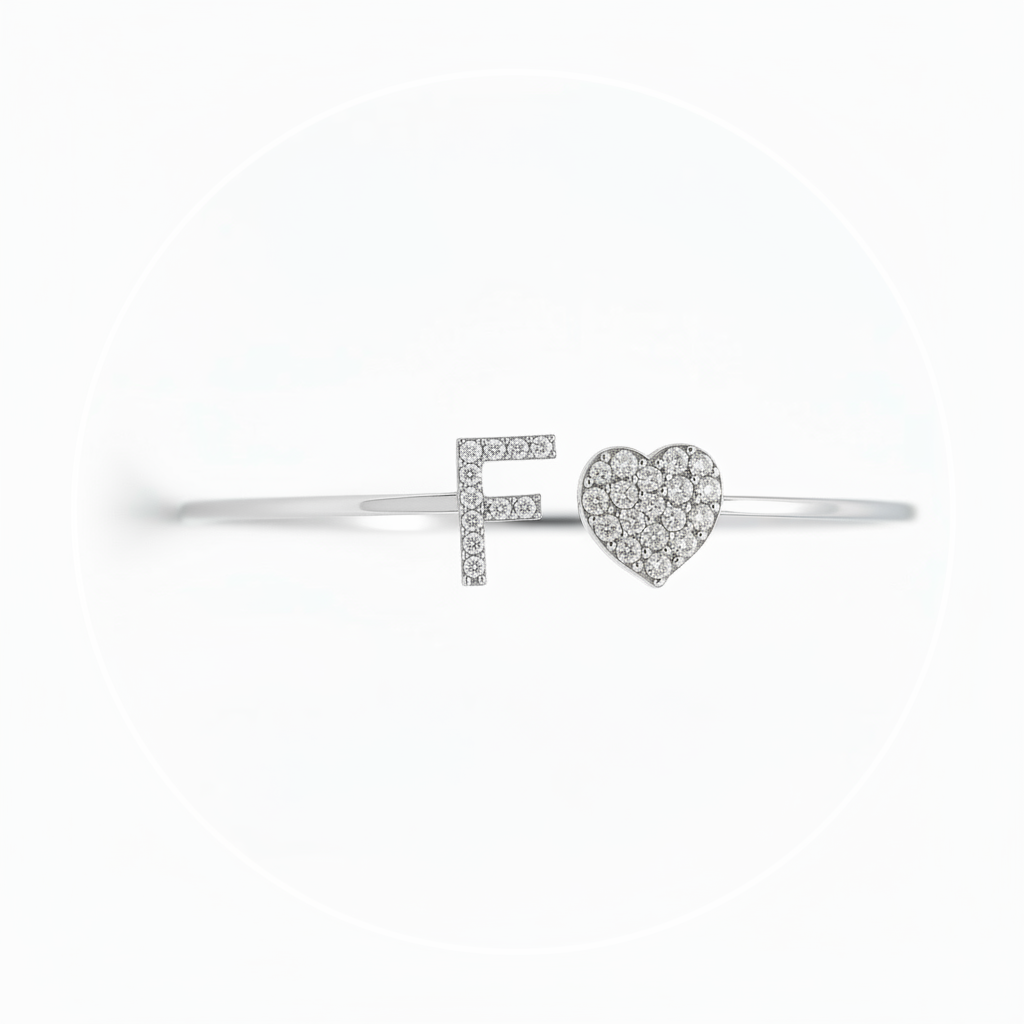 F Initial Heart Bracelet