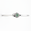 Silver Heart Duo Bangle with Green and White Stone Detailing