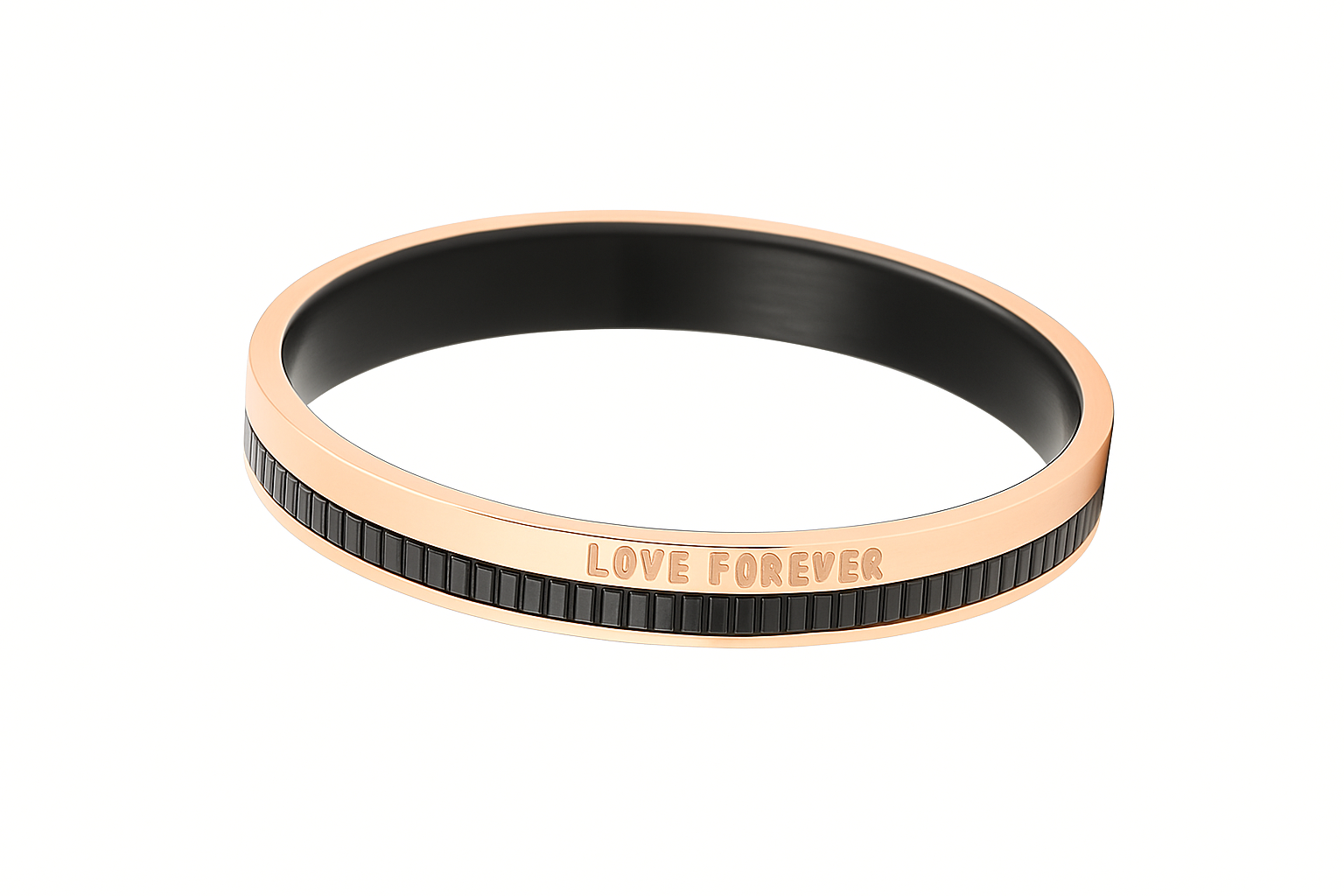 Sterling Silver Rose Gold “Love Forever” Bangle