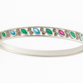 Sterling Silver Multi-Color Marquise Gemstone Bangle