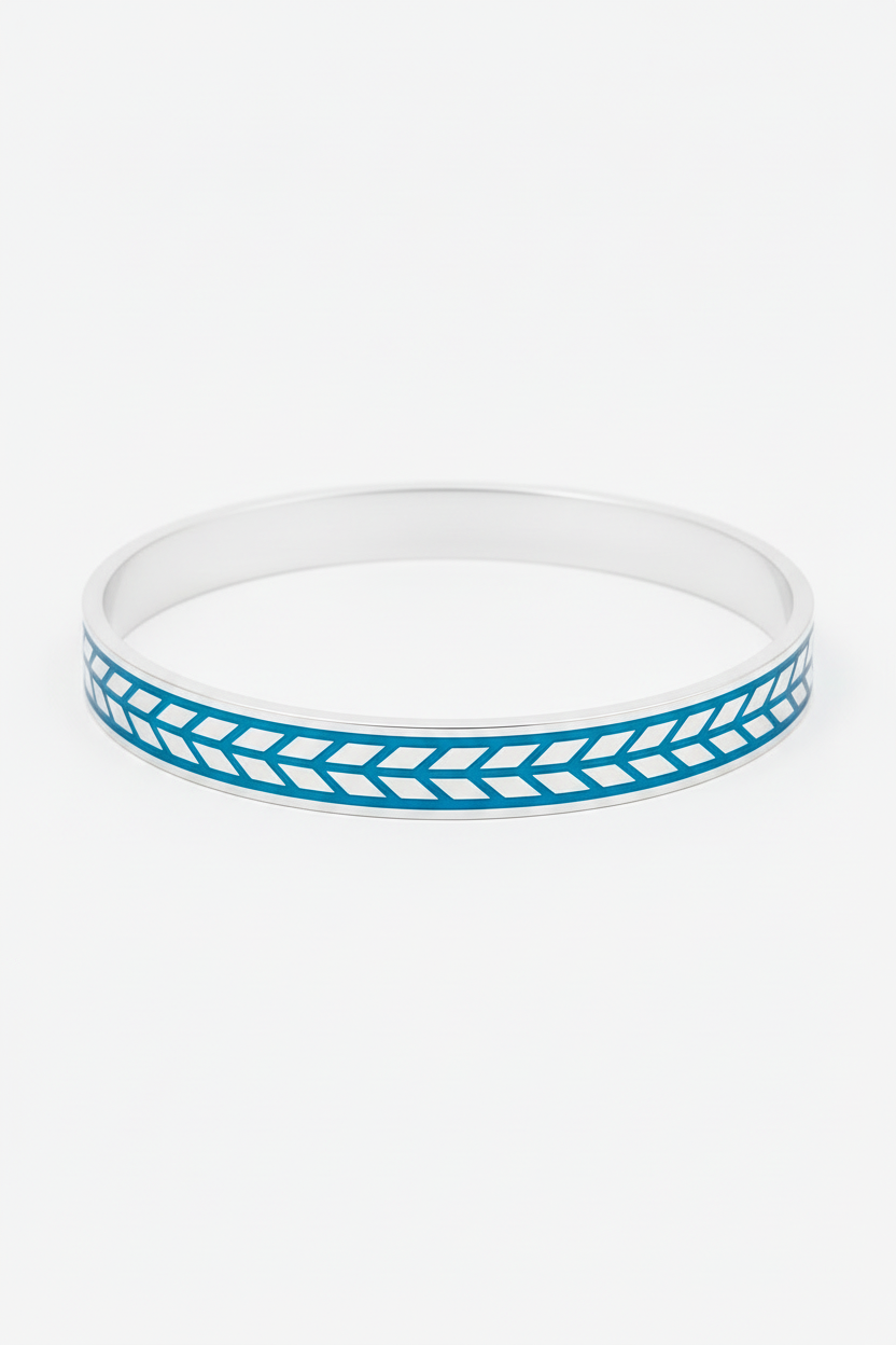 Men's Blue Enamel Chevron Bangle