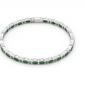 Sterling Silver Green Marquise Stone Bangle