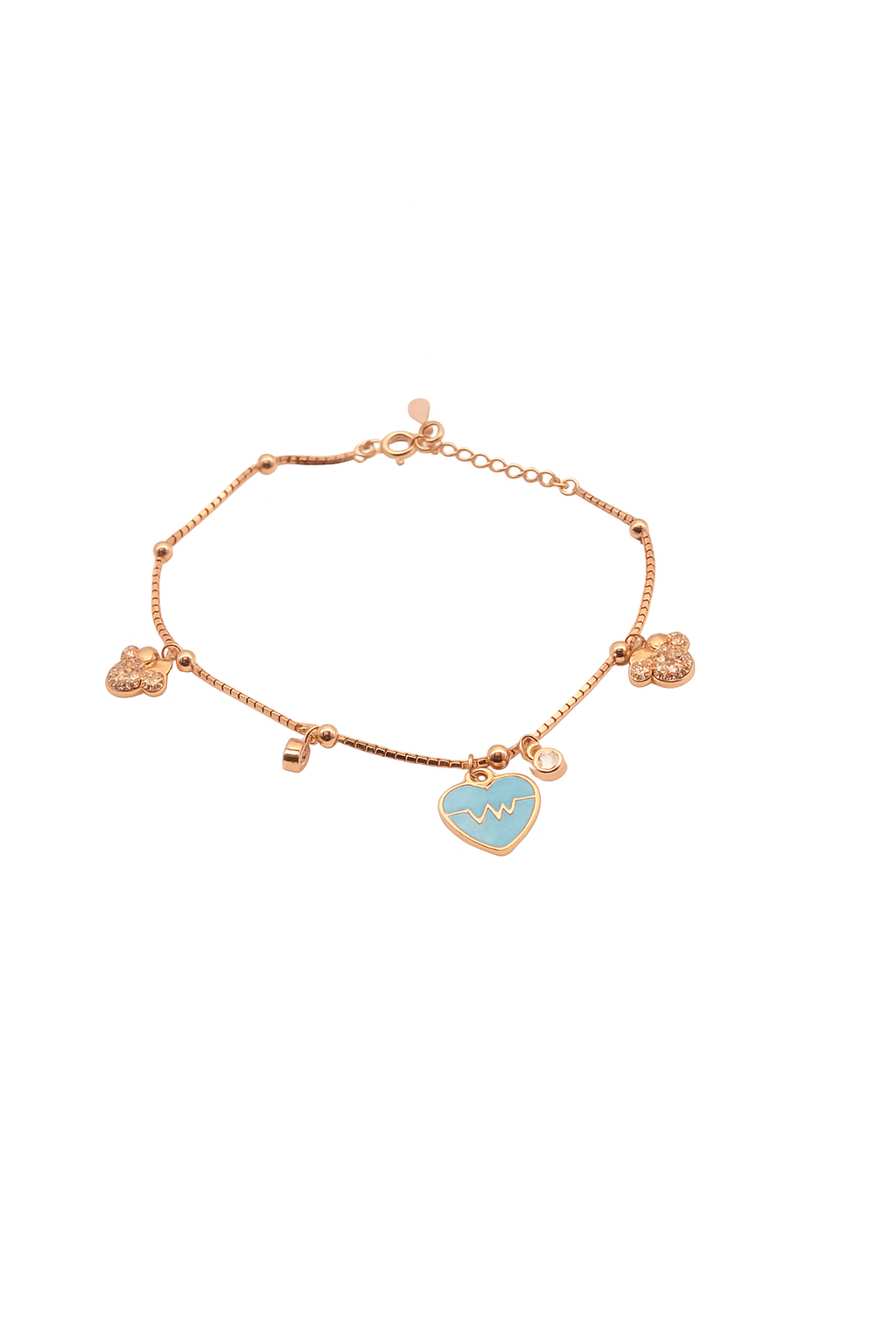 Rose Gold Heartbeat Charm Bracelet