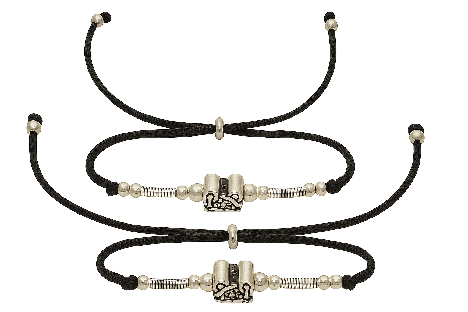 Black Thread Beaded Adjustable Bracelet