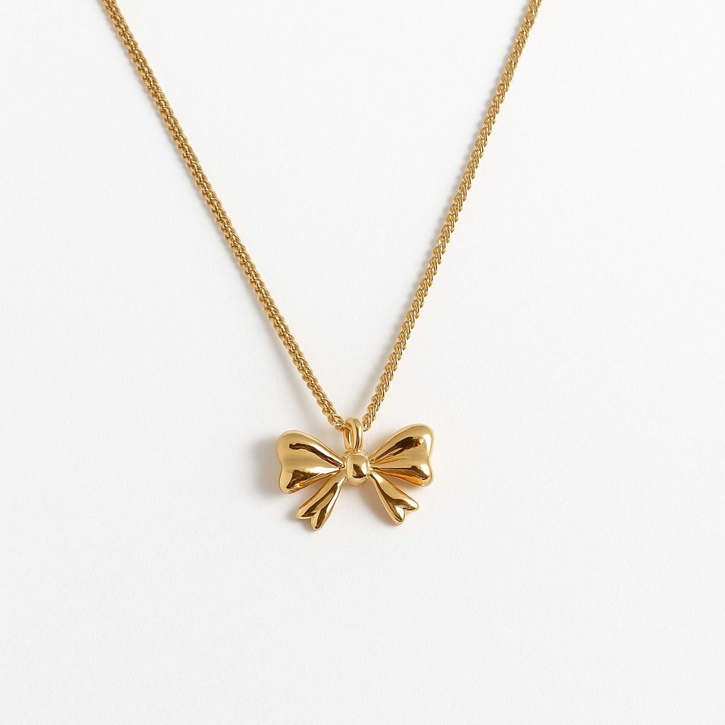 Bow Knot Pendant Necklace | 18K Gold Plated