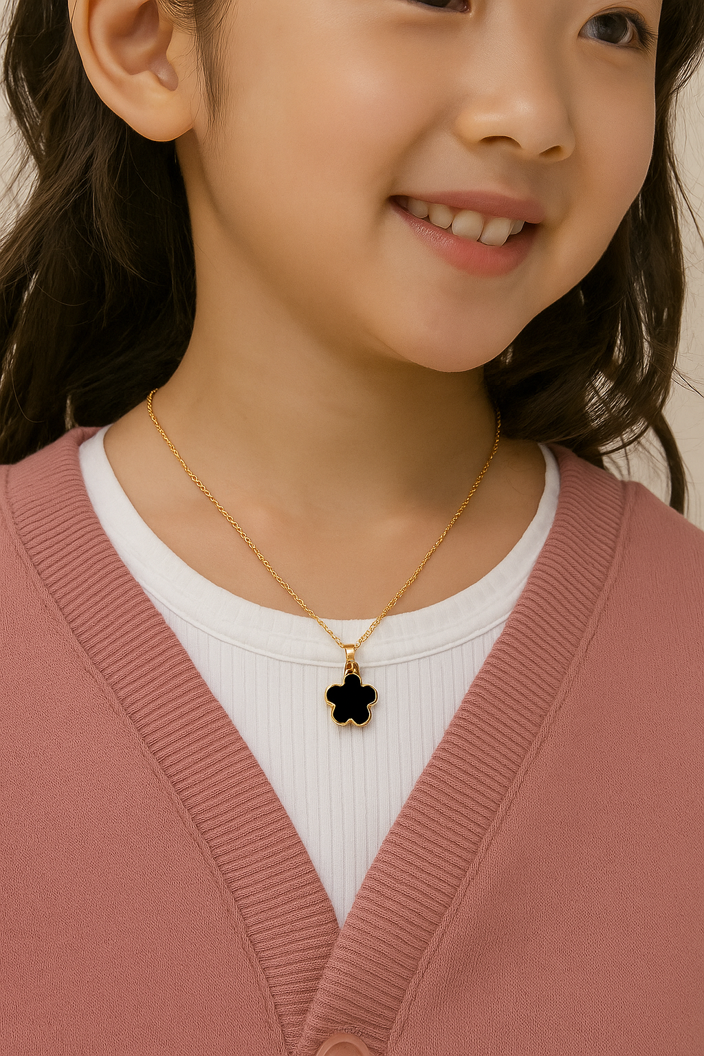 Black Clover Gold Plated Pendant Necklace