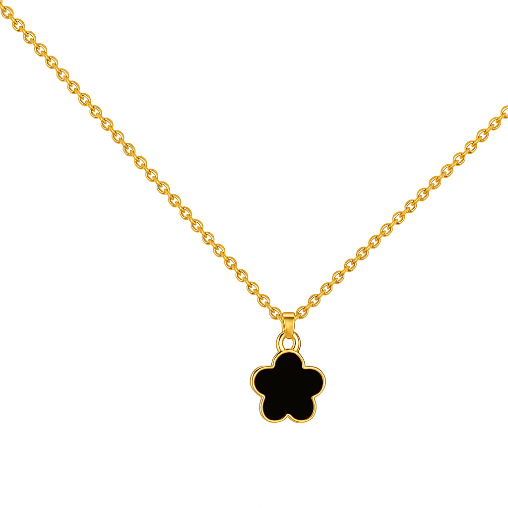 Black Clover Gold Plated Pendant Necklace