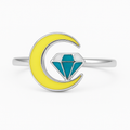 Moon & Gem Enamel Ring