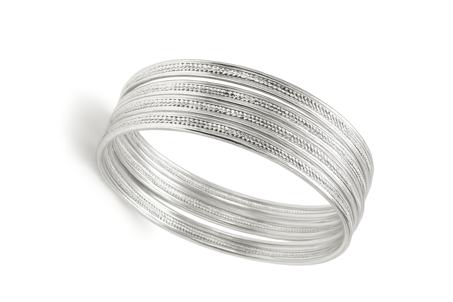 Elegant Silver Textured Bangles Bracelet