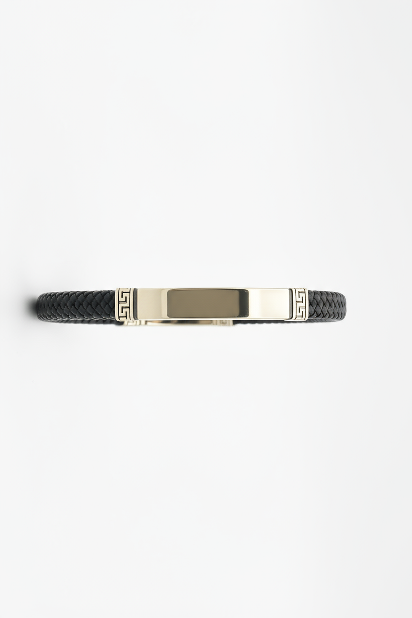 Men's Black Leather Bracelet