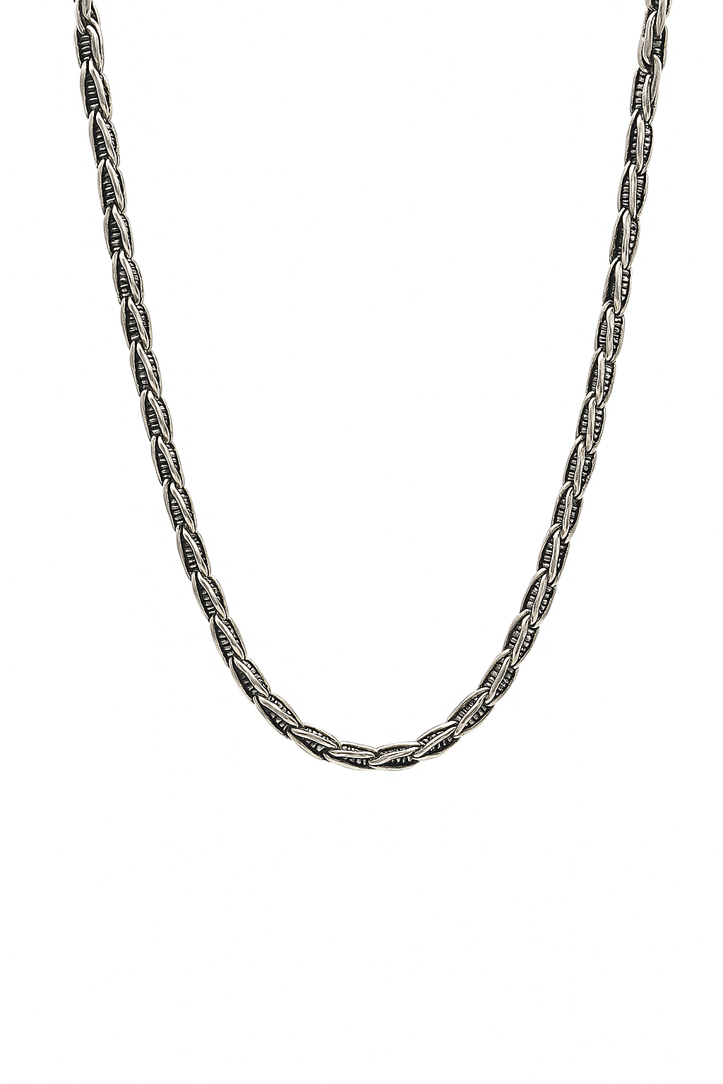 Oxidized Tribal Pattern Chain Necklace | Sterling Silver