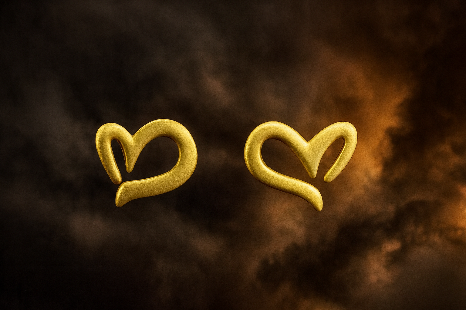 Golden Fluid Heart Stud Earrings