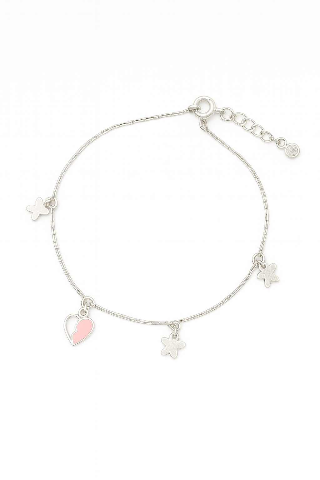 Pink Heart & Star Charm Anklet