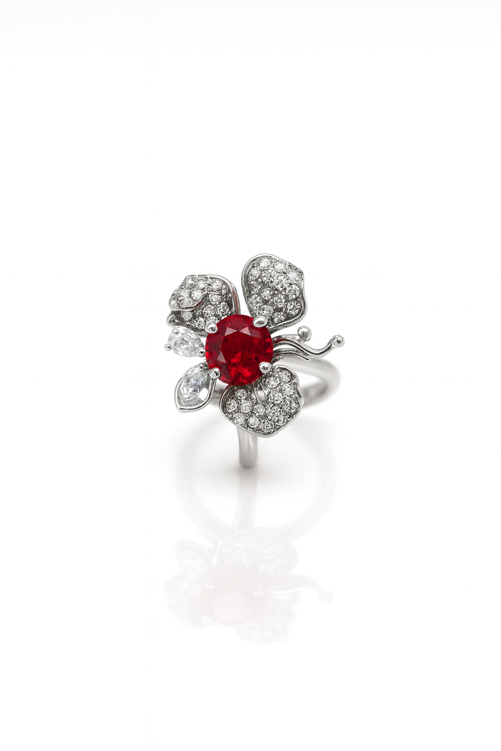 Ruby Flower Ring