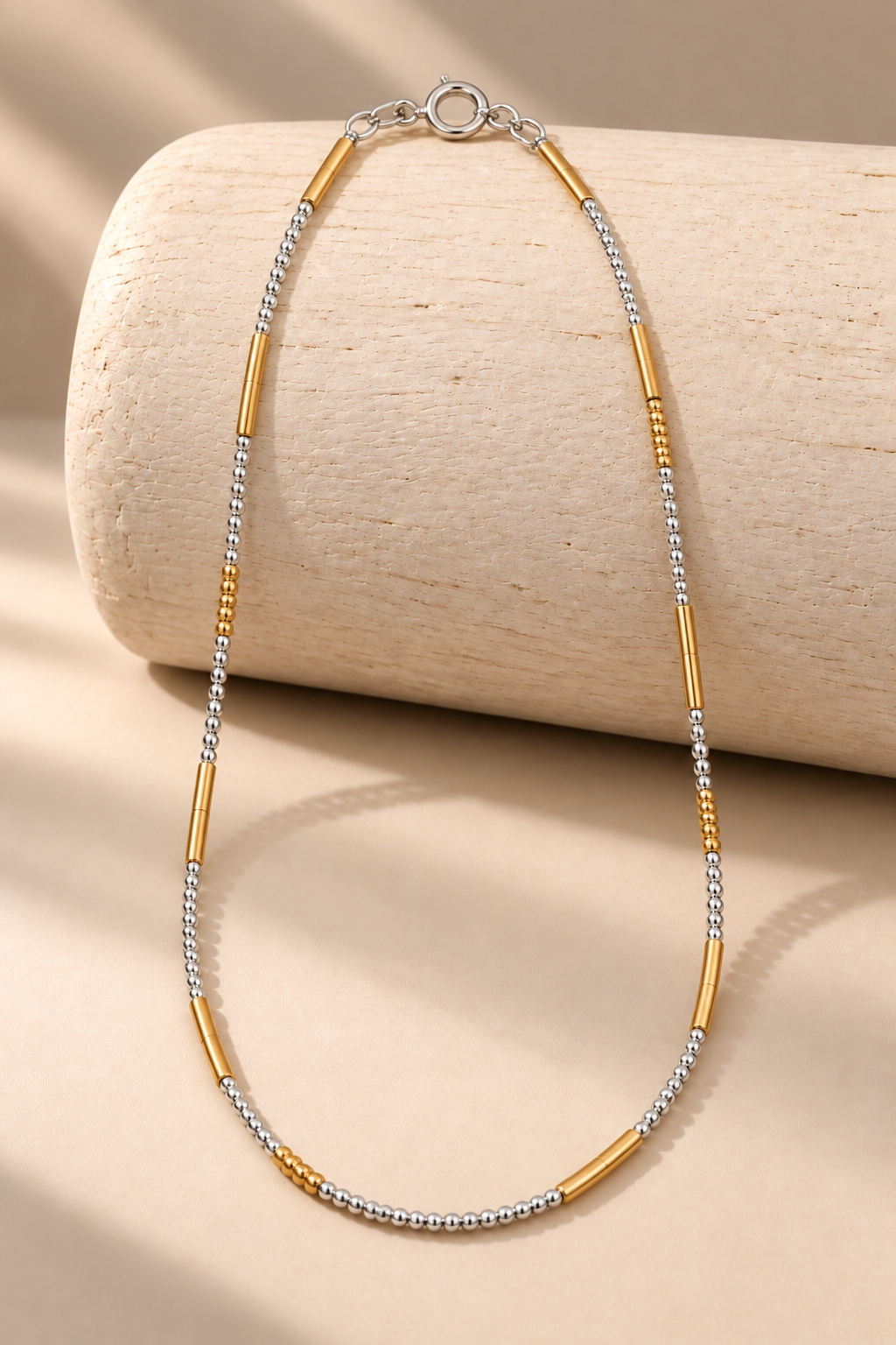 Tri-Tone Bead Chain Necklace