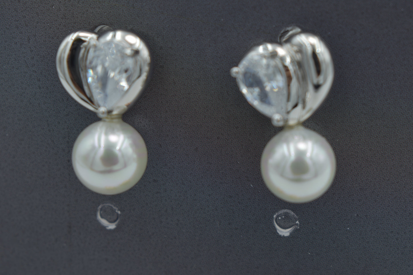 Teardrop Crystal and Pearl Stud Earrings