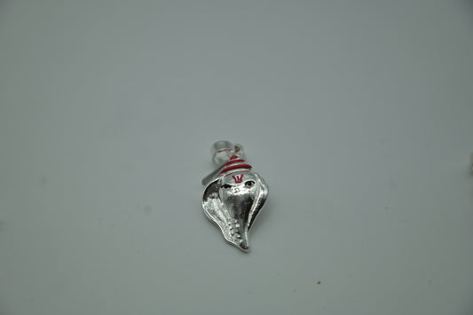 Sterling Silver Shivling Cobra Pendant with Red Enamel Detailing