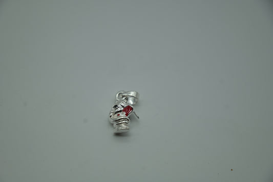 Sterling Silver Boxer Glove Pendant with Red Enamel Accent