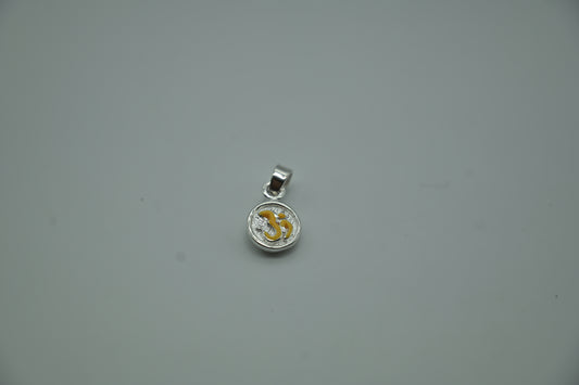 Sterling Silver Round Om Pendant