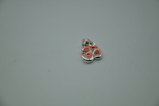 Sterling Silver Om Pendant with Saffron Enamel