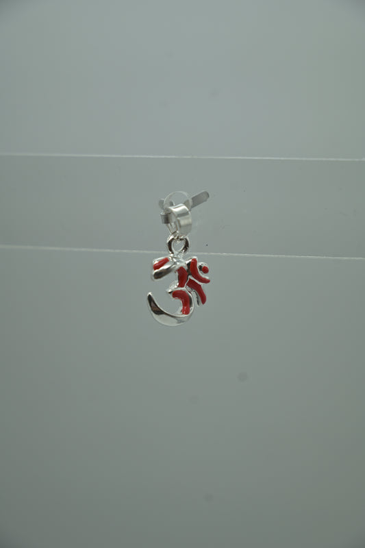 Sterling Silver Om with Crescent Moon Pendant