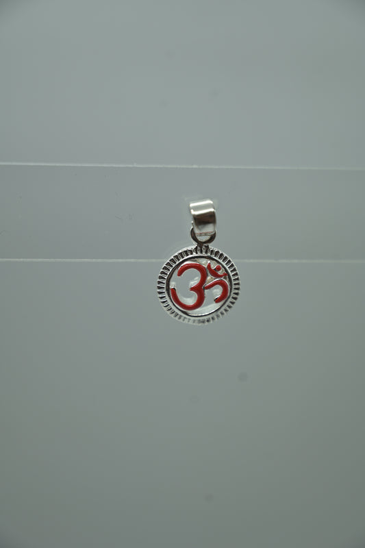 Sterling Silver Red Enamel Om Pendant