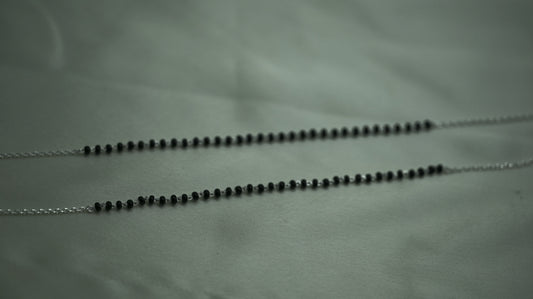 Sterling Silver Minimal Black Beads Mangalsutra Anklets