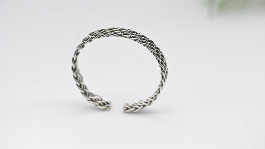Sterling Silver Woven Rope Cuff Bracelet