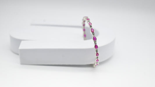 Sterling Silver Pink Teardrop Stone Bracelet
