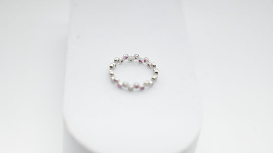 Sterling Silver Dainty Beaded Band Ring