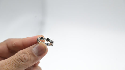 Sterling Silver Black & White Eternity Band Ring