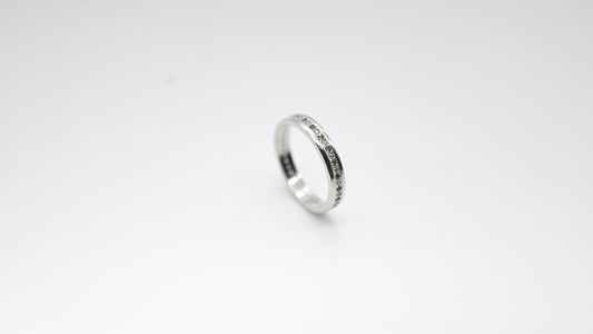 Sterling Silver Eternity Band with Green CZ Accents