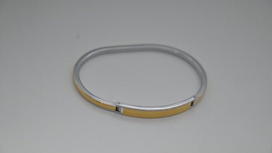 Dual-Tone Sleek Oval Bangle Bracelet