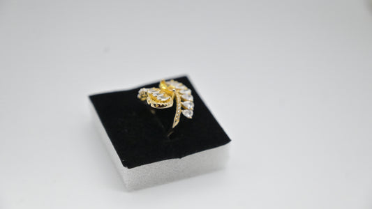 Sterling Silver Gold-Plated Leaf Statement Ring |