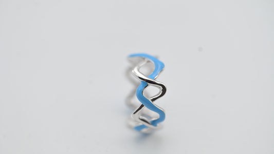 Sterling Silver Wave Enamel Ring