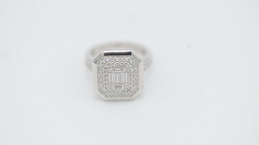 Sterling Silver Statement Ring | Baguette & Round CZ