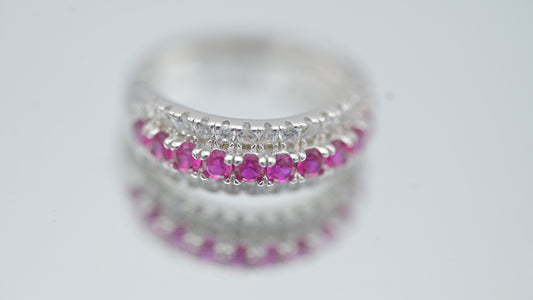 Sterling Silver Ruby & Zircon Eternity Ring