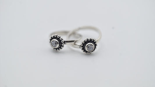 Sterling Silver Floral Motif Adjustable Toe Rings