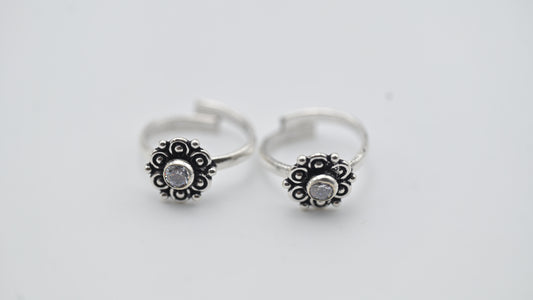 Sterling Silver Floral Toe Rings